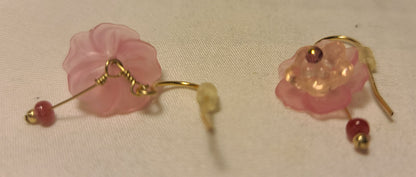 Cute Pink Layered Flower Earrings – Boutique Style Drop Earrings