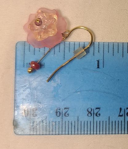 Cute Pink Layered Flower Earrings – Boutique Style Drop Earrings