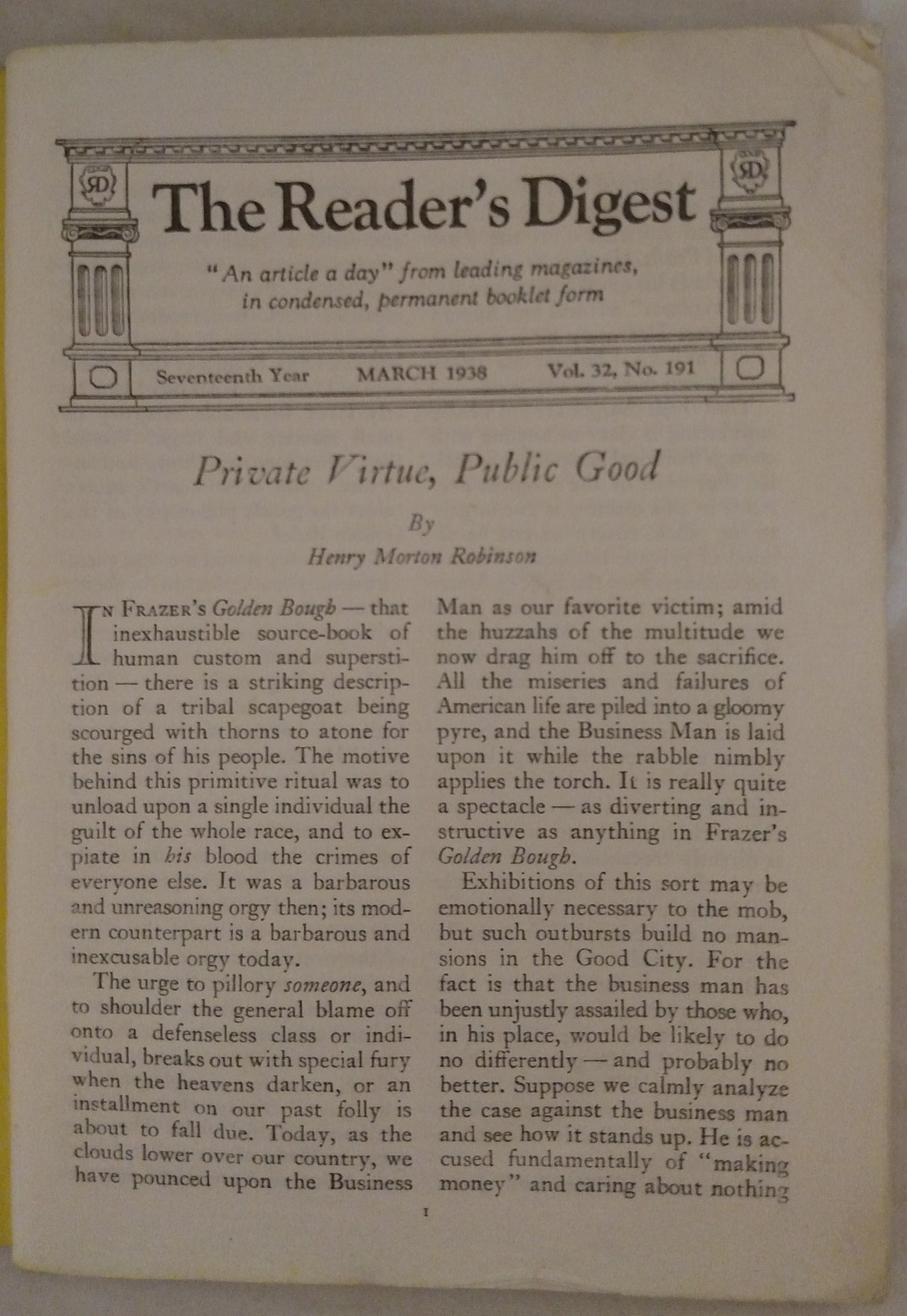 March 1938 Reader's Digest