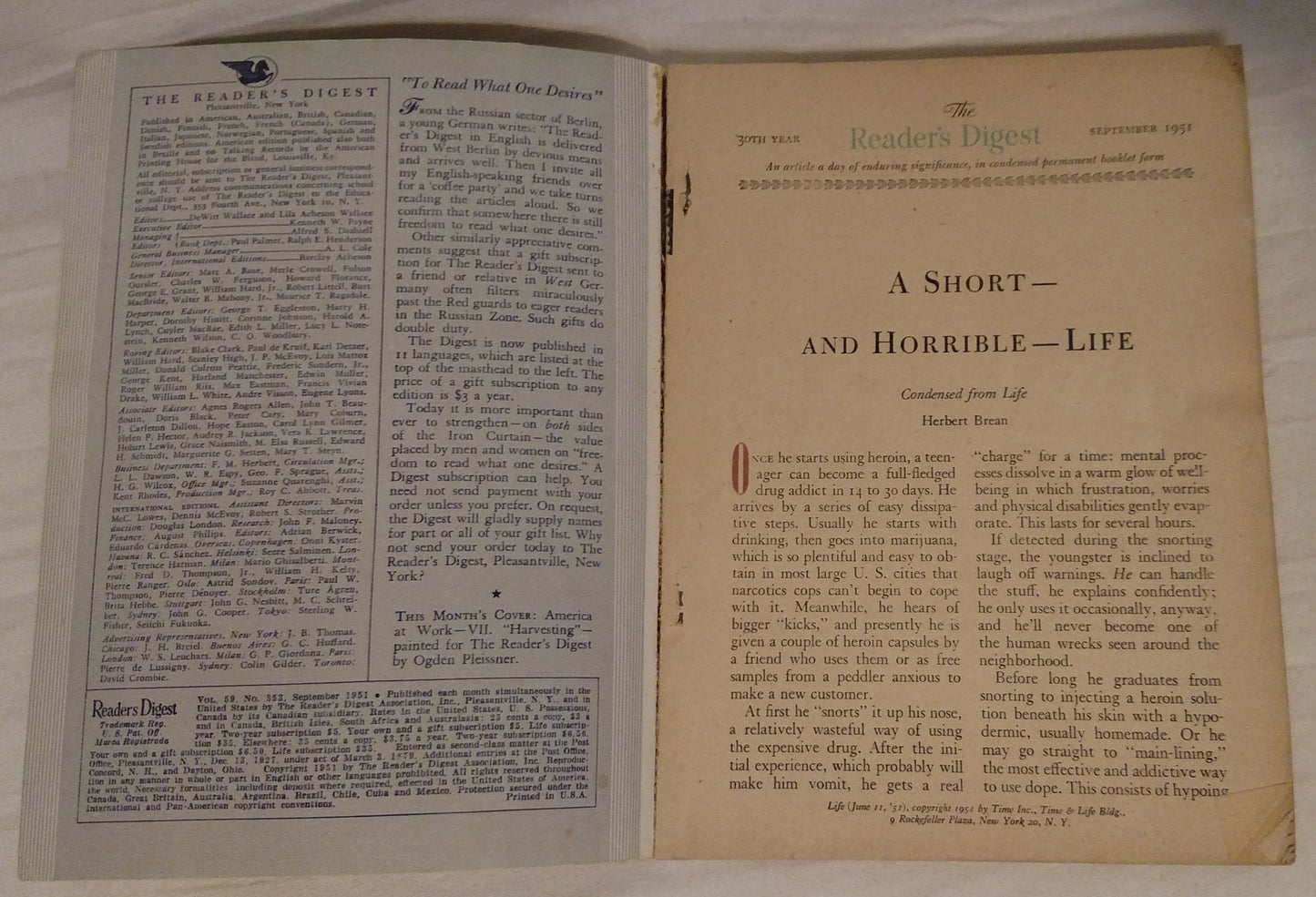 Vintage Reader’s Digest Magazine – September 1951 – Collectible Mid-Century Issue