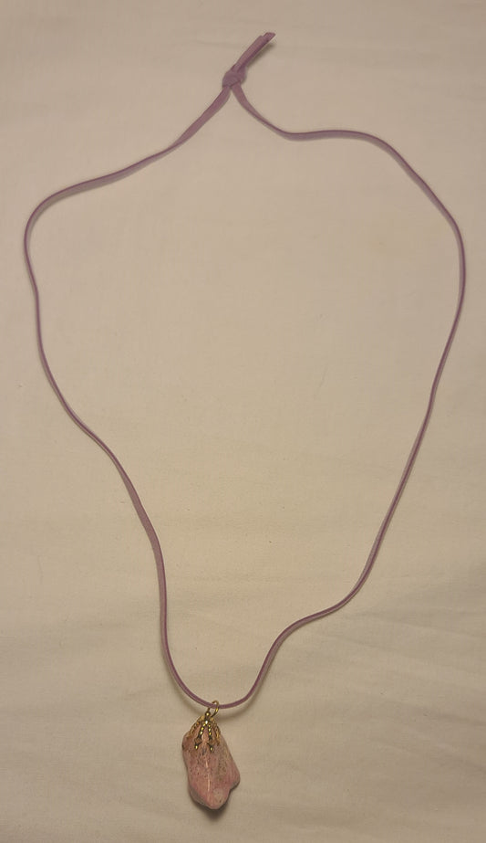 Pink Rhodonite Pendant Amulet Necklace