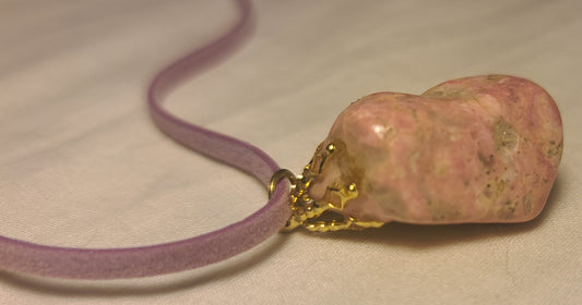 Pink Rhodonite Pendant Amulet Necklace
