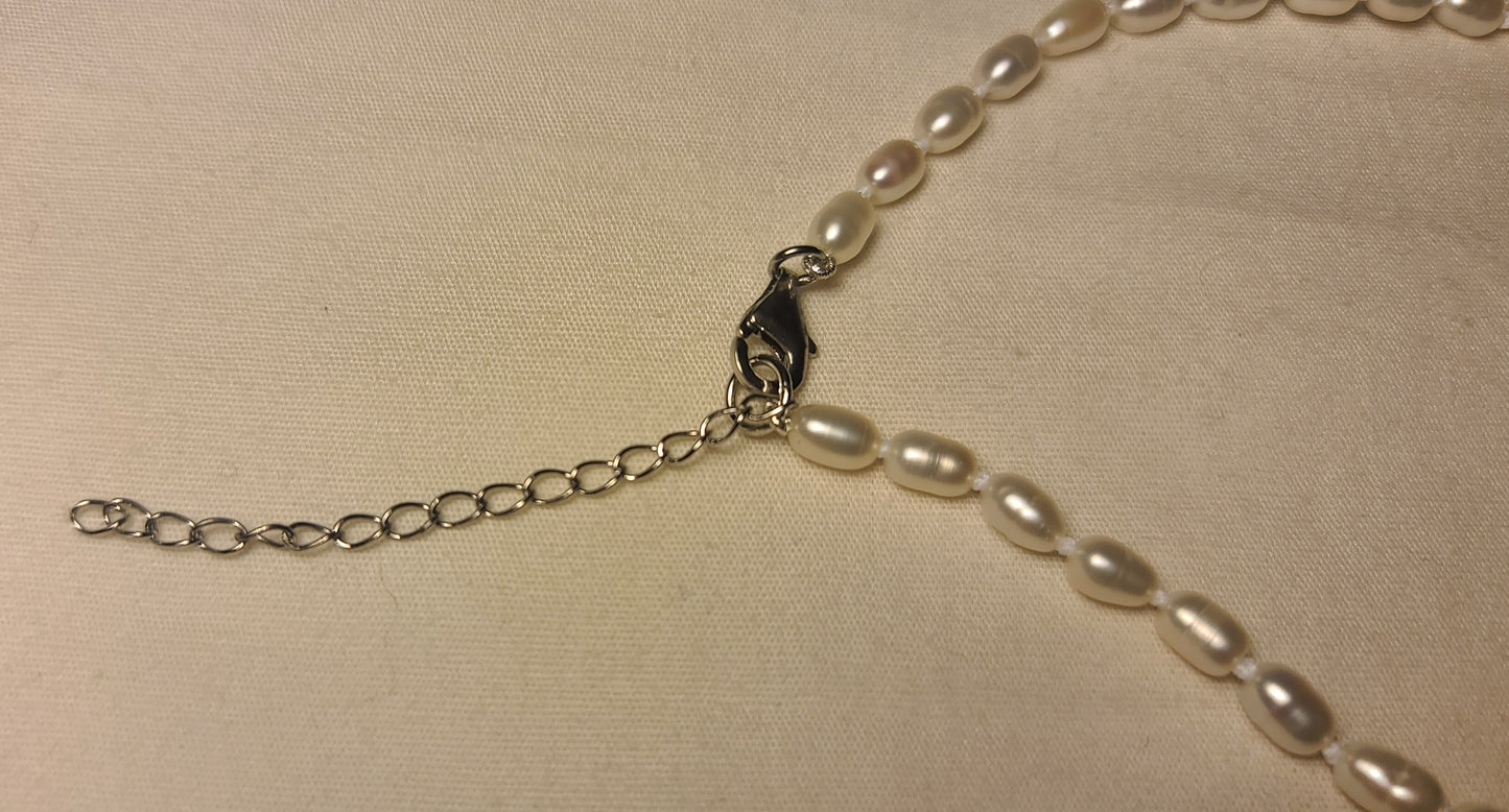 Lee Sands Abalone Seahorse Pendant with 19 Inch Pearl Necklace