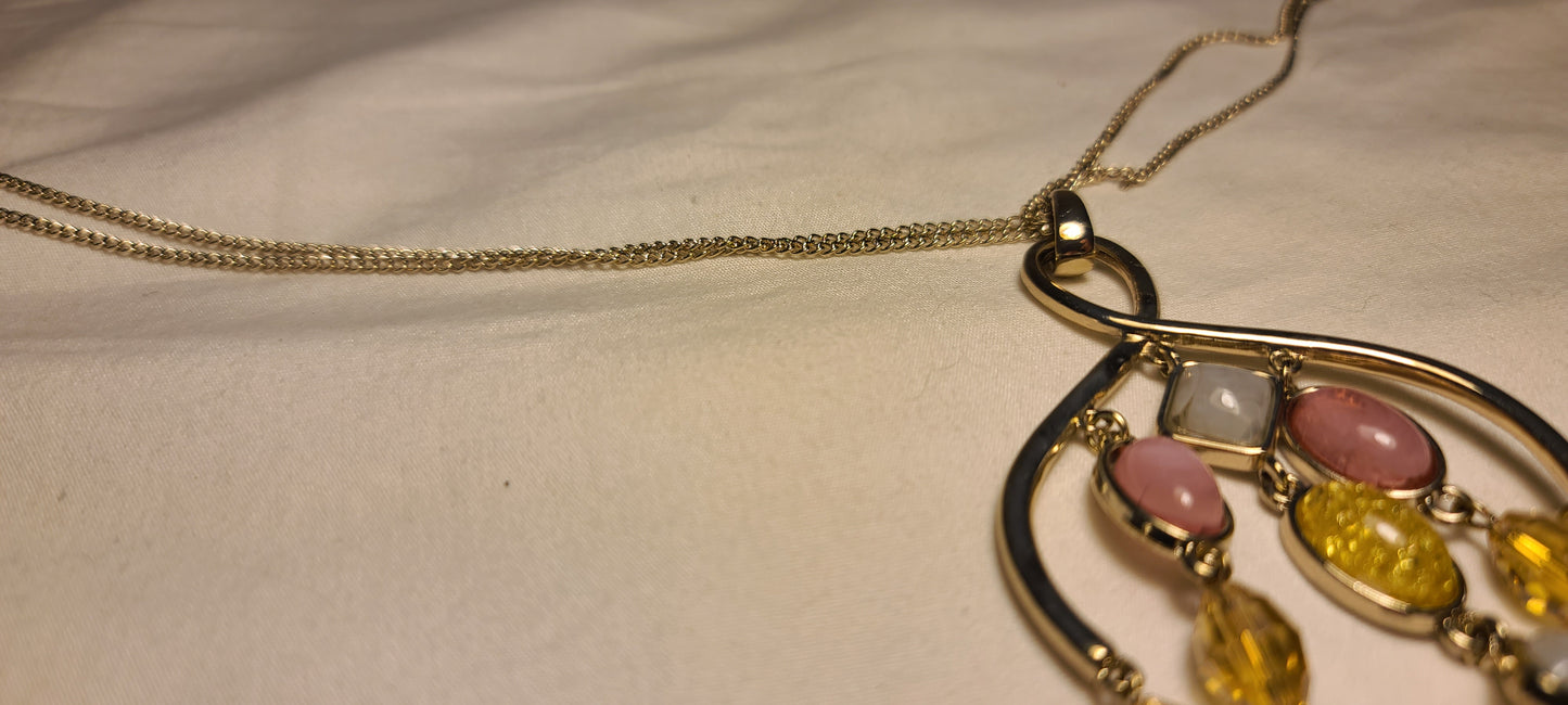 Simply Vera Vera Wang Necklace & Ring Set – Gold Tone, Multi-Color Stones, New