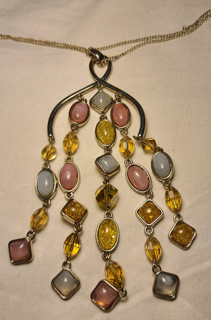 Simply Vera Vera Wang Necklace & Ring Set – Gold Tone, Multi-Color Stones, New