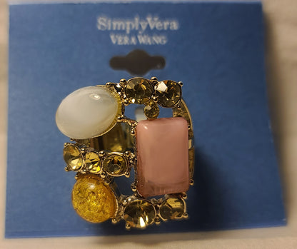 Simply Vera Vera Wang Necklace & Ring Set – Gold Tone, Multi-Color Stones, New