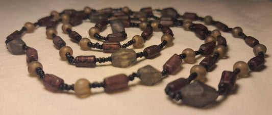 Boho Layering Necklace Vintage-Style Mixed Glass & Stone