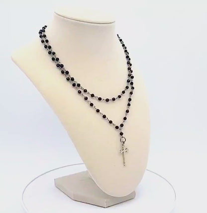 Starlit Faith Two-Tier Blue Sandstone Cross Necklace