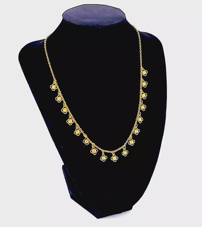 Gold Clover Suncoin Stainless Steel Necklace