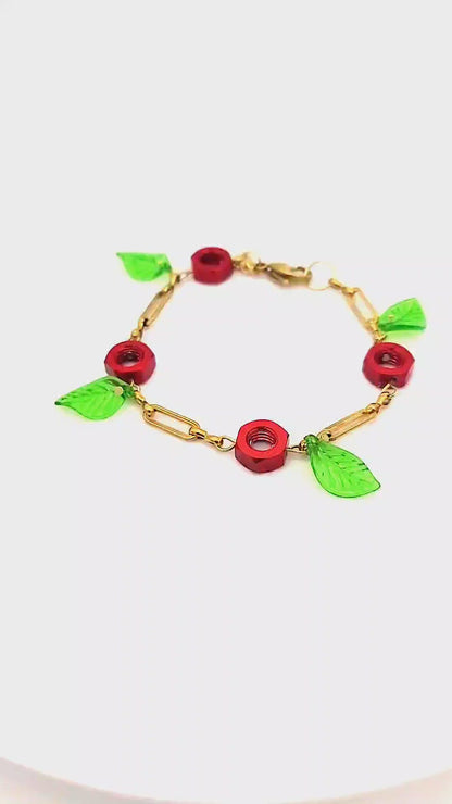 Cherry Pop Hex Nut Bracelet