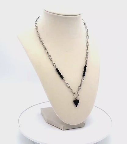 Black Heart of Steel Necklace