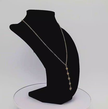 Linear Drop Clovers Gold Stainless Steel Necklace