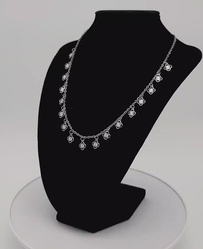 Clovers and Starcoin Stainless Steel Necklace