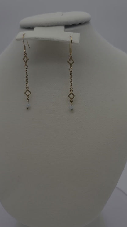 Aquamarine & Gold Clover Earrings