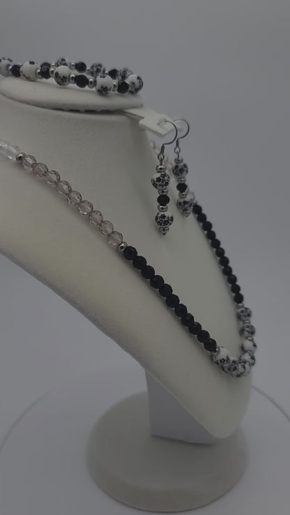 Monochrome Bloom Porcelain Floral Jewelry Set