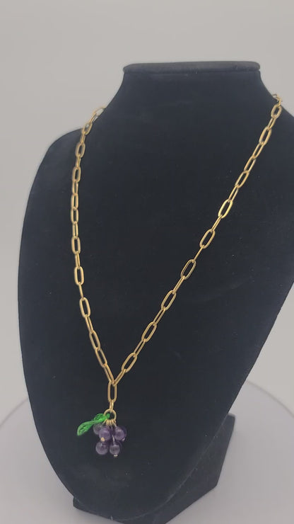 Grapes in the Golden Vineyard Necklace & Earrings Set