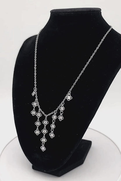 Clovers and Starcoin Cascade Stainless Steel Necklace