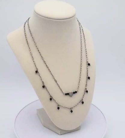 Moonlight Romance Double-Layer Blue Sandstone Heart Necklace
