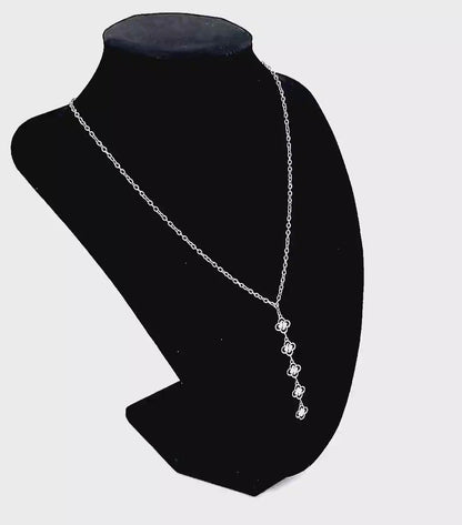 Clovers and Starcoin Linear Drop Stainless Steel Necklace