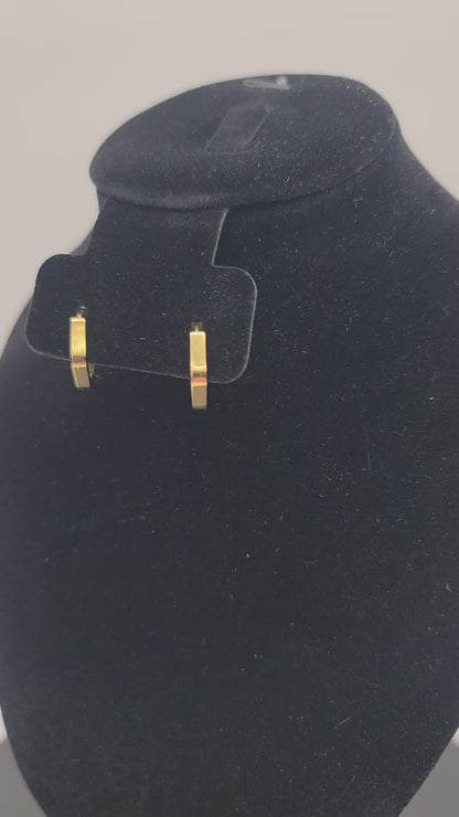 Hexagon Gold Huggie Hoop Earrings - 18K Gold Stainless Steel