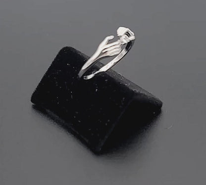Two Hands, One Spark Sterling Silver with Zircon Adjustable Ring