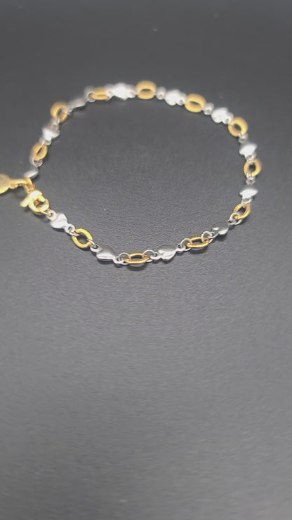 Heart of Steel: Two-Tone Love Link Stainless Steel Bracelet