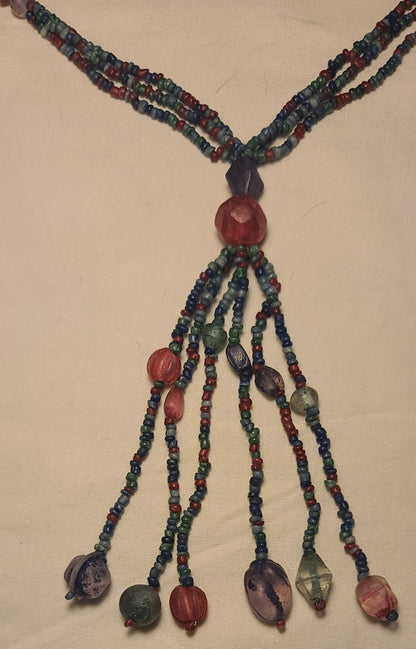3 Strand Stone Bead & Glass Bead Necklace